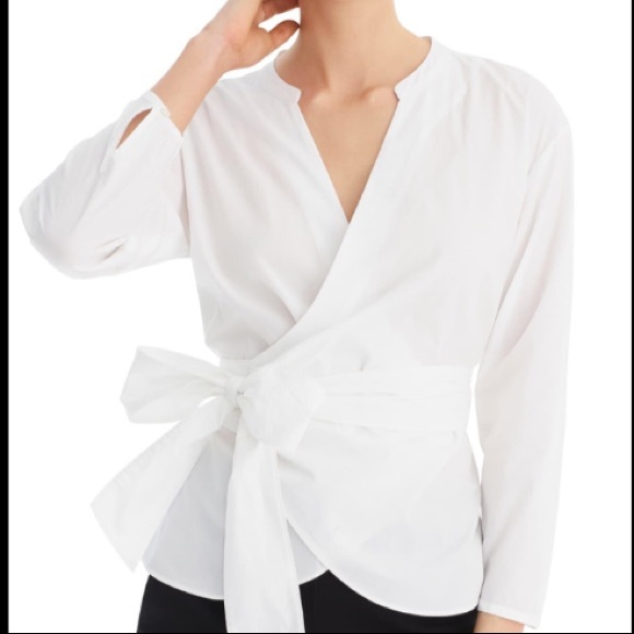 J. Crew Tops - J Crew Sara Oxford wrap blouse